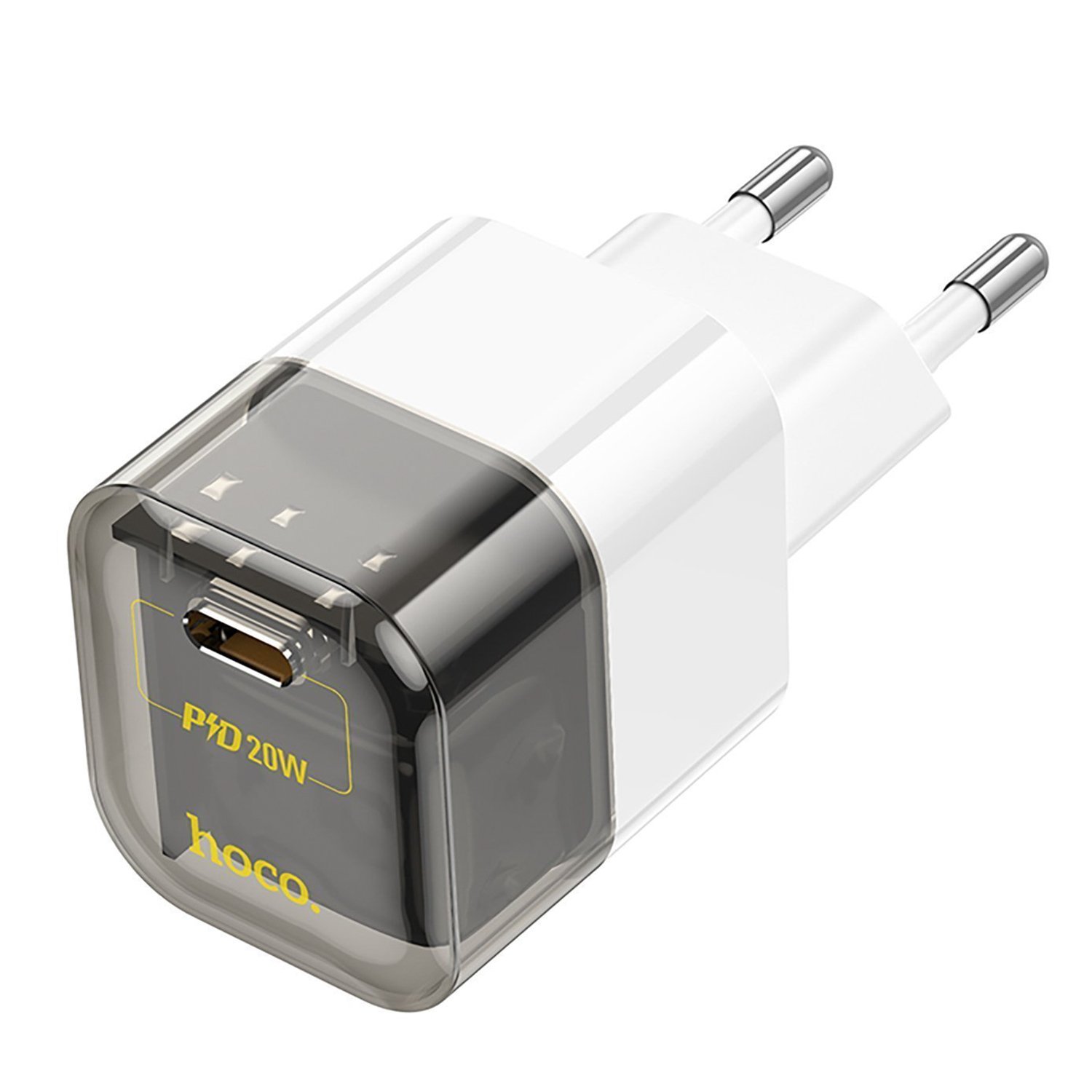 

Сетевое зарядное устройство Hoco Transparent C125A 20 Вт, EU, USB type-C, Quick Charge, PD, черный/белый (6931474798336), C125A