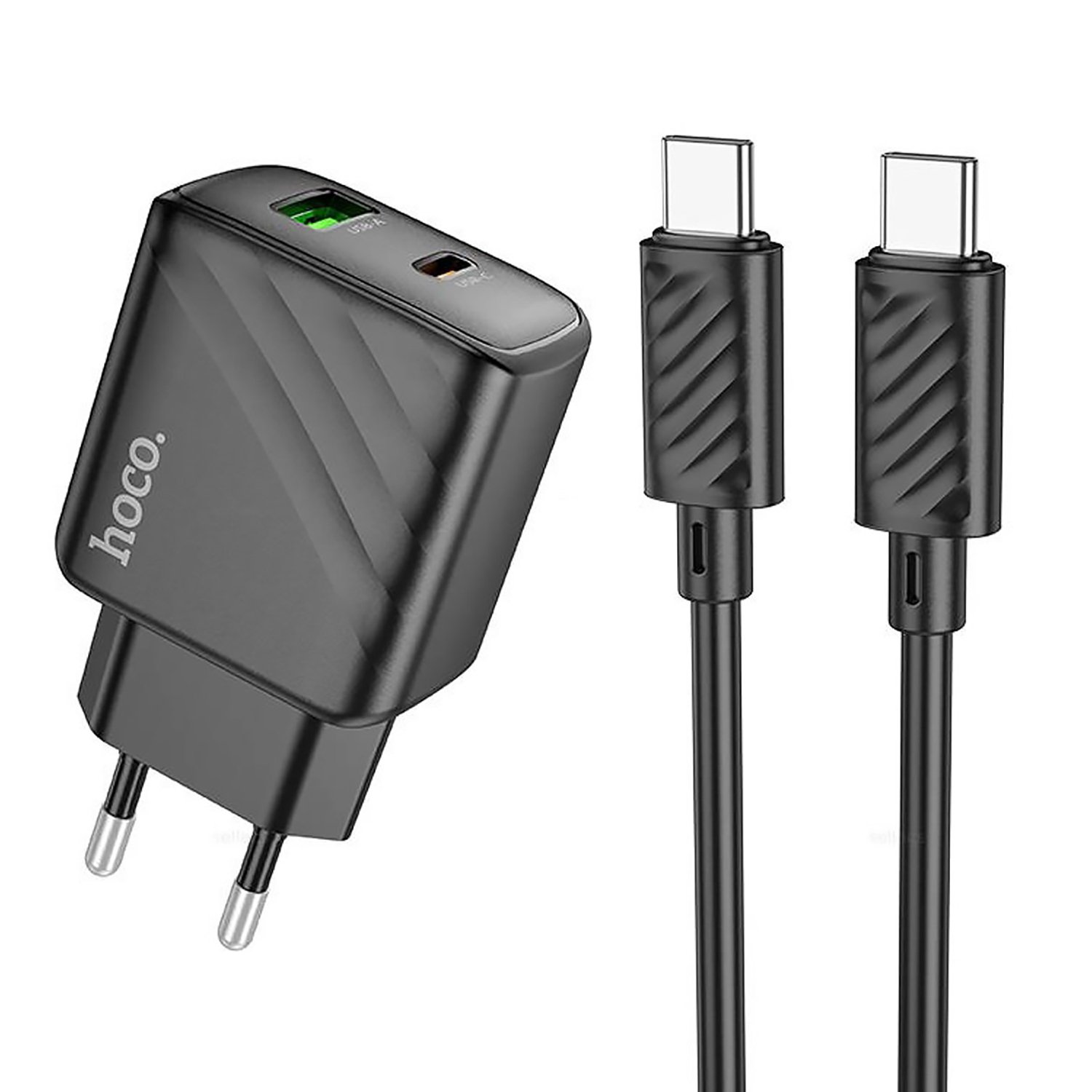 

Сетевое зарядное устройство Hoco Sunlight CS23A 30 Вт, USB, EU, USB type-C, Quick Charge, PD, черный (6942007609968), кабель type-C/type-C, CS23A