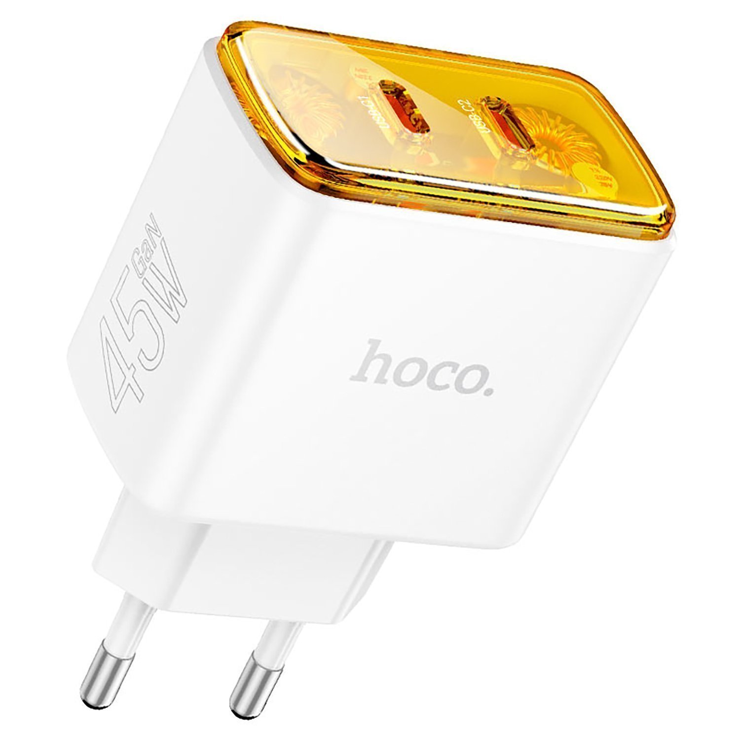

Сетевое зарядное устройство Hoco Smart CS43A 45 Вт, EU, 2xUSB type-C, Quick Charge, PD, белый (6942007620833), CS43A
