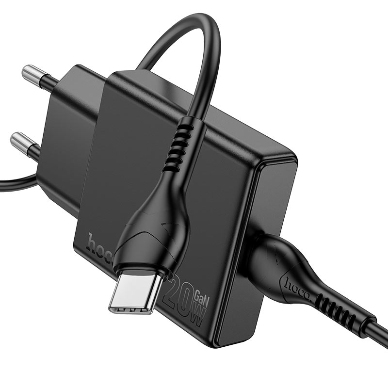 

Сетевое зарядное устройство Hoco Delgado N37 20 Вт, EU, USB type-C, Quick Charge, PD, черный (6942007610094), кабель type-C/type-C, N37