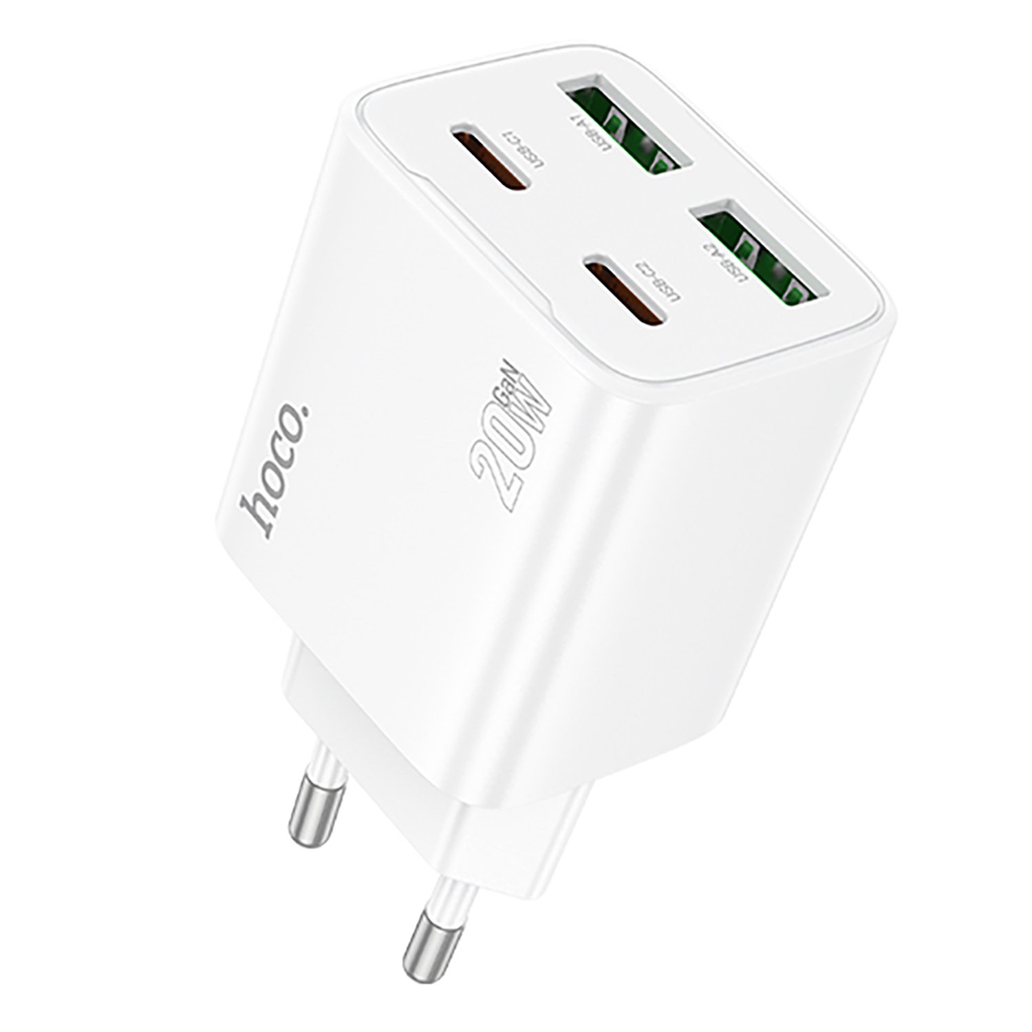 

Сетевое зарядное устройство Hoco N55 20 Вт, 2xUSB, EU, 2xUSB type-C, Quick Charge, PD, белый (6942007632447), N55