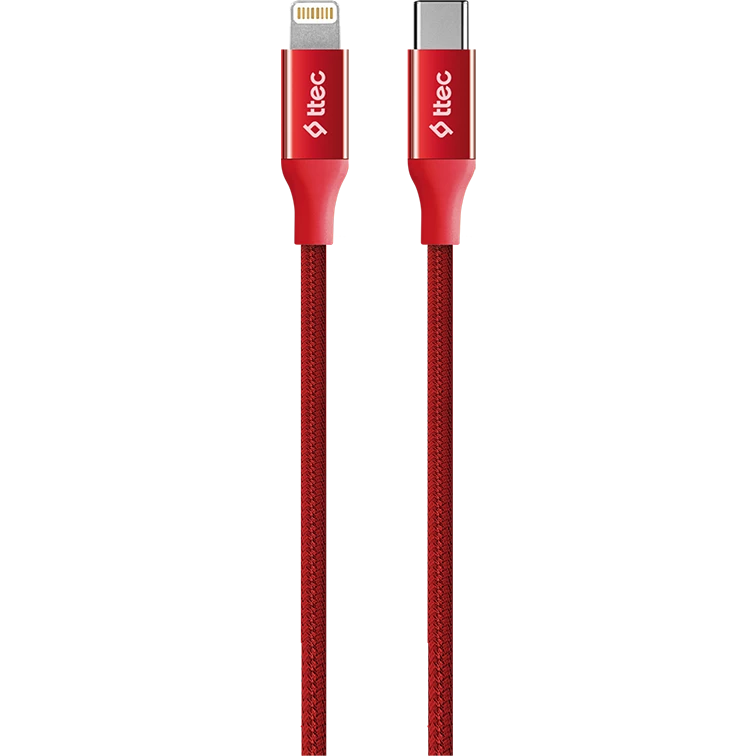 

Кабель Lightning 8-pin-USB Type-C, 20 Вт, 1.5 м, красный, TTEC AlumiCable (2DK41K)