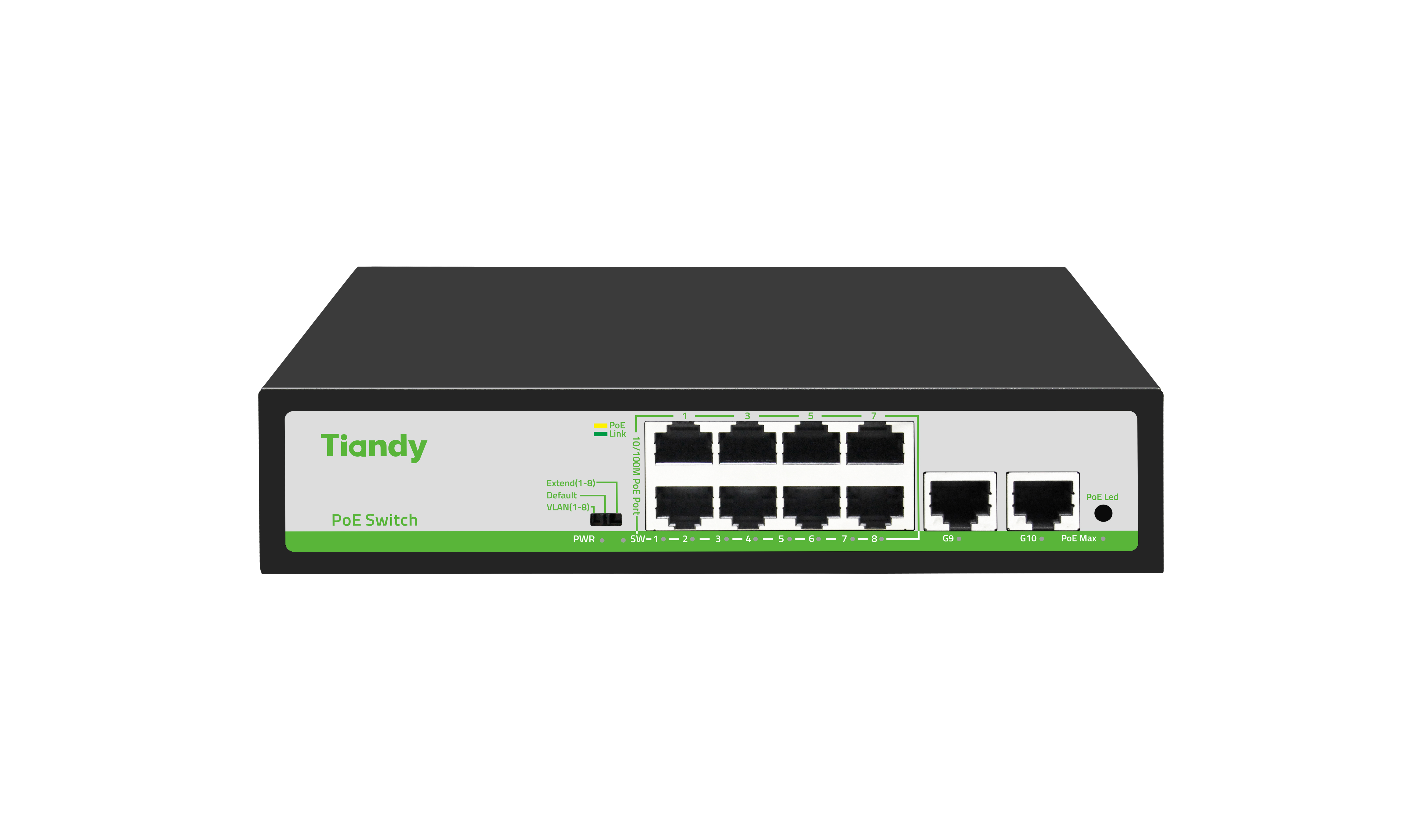 

Коммутатор Tiandy TC-P3S010, кол-во портов: 8x100 Мбит/с, кол-во SFP/uplink: RJ-45 2x1 Гбит/с, PoE: 8x30 Вт (макс. 90 Вт) (TC-P3S010 H/0820/AT/90), TC-P3S010