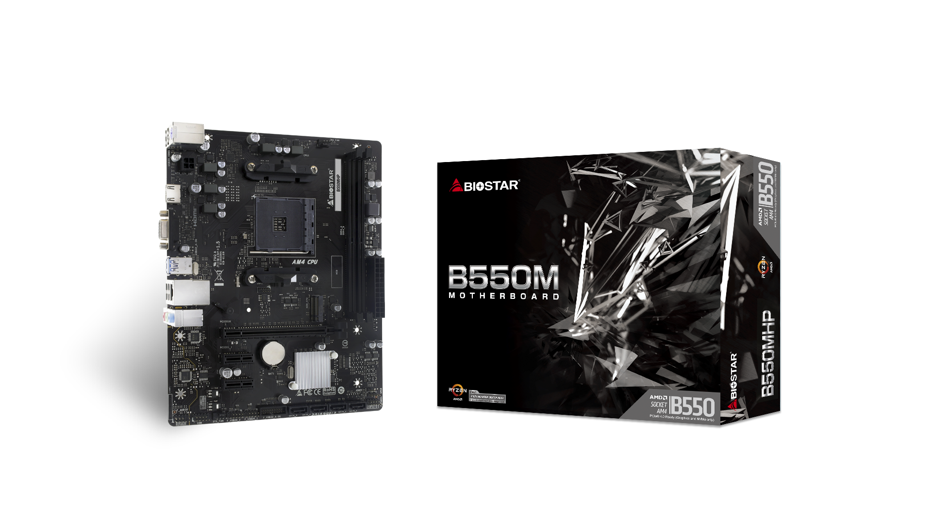 

Материнская плата Biostar B550MHP, SocketAM4, AMD B550, 2xDDR4, PCI-Ex16, 4SATA3, 7.1-ch, GLAN, 4 USB 3.2, VGA, HDMI, mATX, Retail, B550MHP