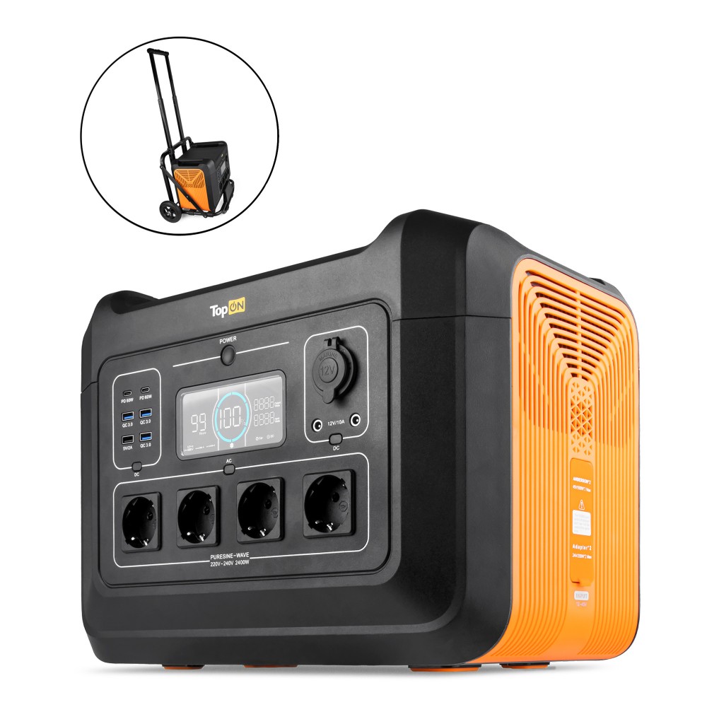 

Портативная зарядная станция TopON TOP-X2400, 697500 мА·ч, 4xUSB, Type-C, QC, PD, черный/оранжевый (TOP-X2400/TRX24), TOP-X2400