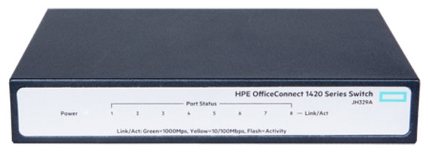 

Коммутатор HPE 1420 8G, 8x10/100/1000BASE-T, неуправляемый (JH329A), OfficeConnect 1420 8G