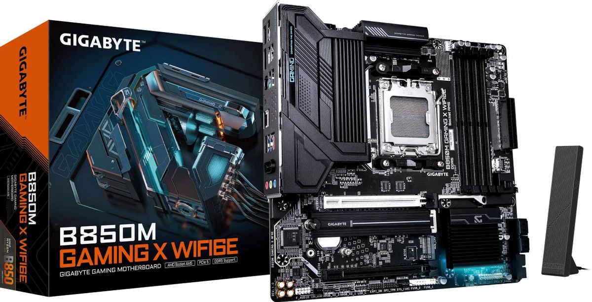 

Материнская плата GIGABYTE B850M GAMING X WIFI6E, AM5, AMD B850, 4xDDR5 DIMM, PCI-Ex16, 4SATA3, 7.1-ch, 2.5GLAN, 5 USB 3.2, 2 USB Type-C, HDMI, DP, mATX, Retail, B850M GAMING X WIFI6E