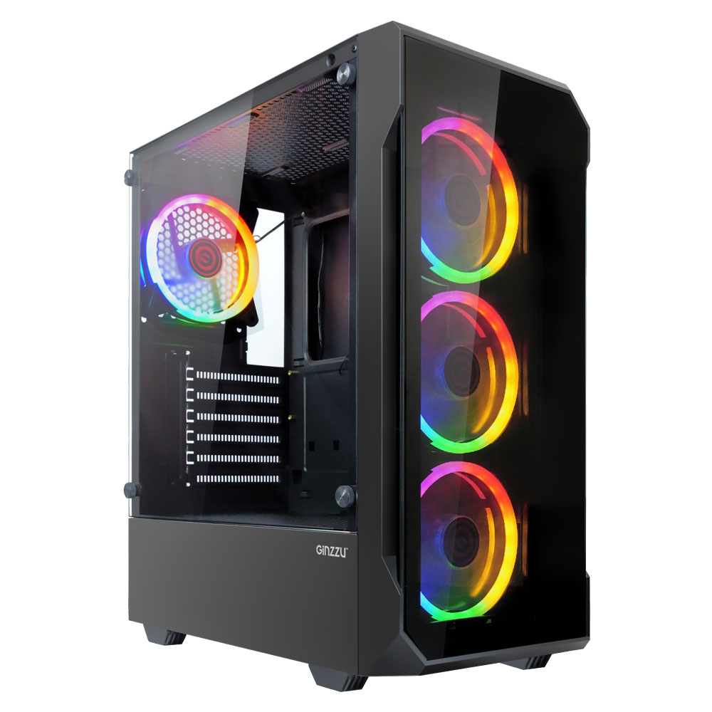 

Корпус Ginzzu CL320, ATX, Midi-Tower, USB 3.0, RGB подсветка, черный, без БП (18281), CL320