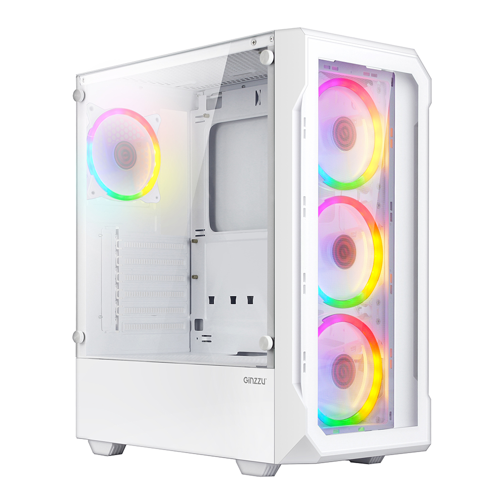 

Корпус Ginzzu CL330, ATX, Midi-Tower, USB 3.0, RGB подсветка, белый, без БП (182280), CL330