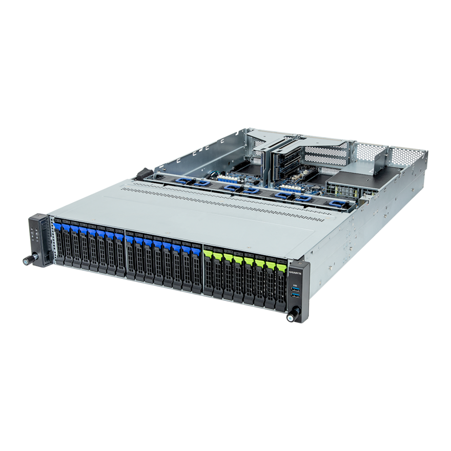 Серверная платформа Gigabyte R263-Z32, 1xSocket SP5, 12xDDR5, 24x2.5 HDD HS, Redundant 2x1300 Вт 2U (R263-Z32-AAC1)