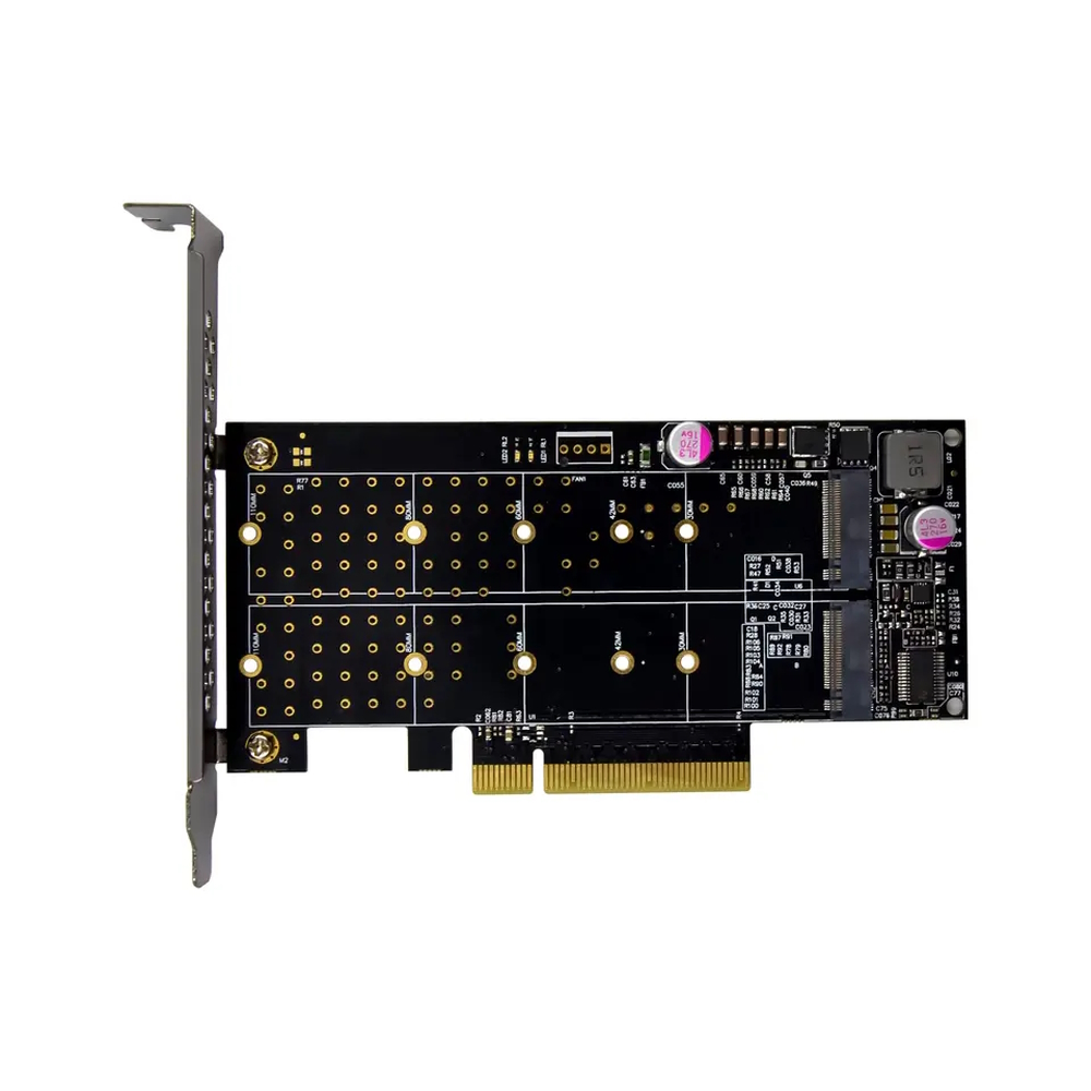 Переходник (адаптер) Orient C303E2, 2xM.2 NVMe 2230/2242/2260/2280/22110 M key NGFF, черный