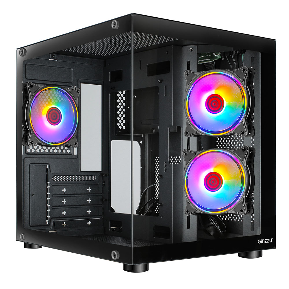 

Корпус Ginzzu V150, mATX, Mini-Tower, USB 3.0, RGB подсветка, черный, без БП (18274), V150