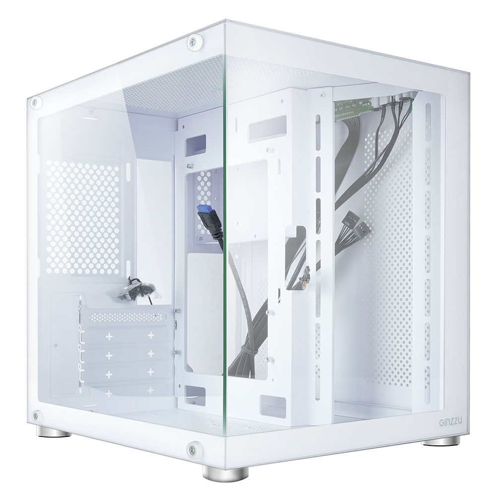 Корпус Ginzzu V200, Mini-Tower, без БП, белый