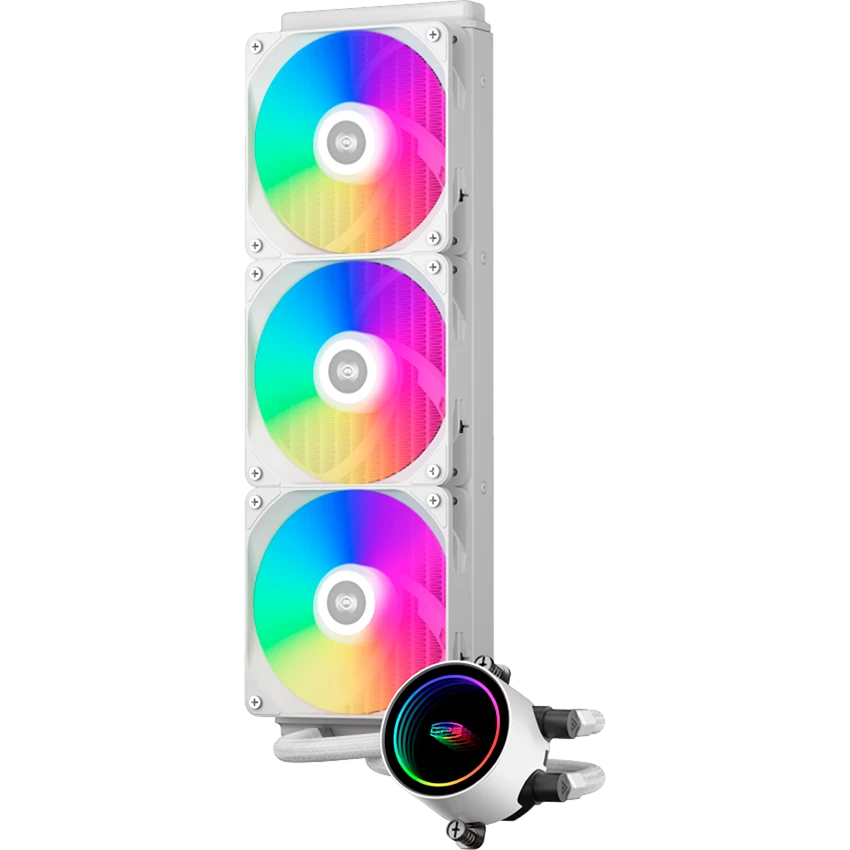 Жидкостное охлаждение PCCooler DA360 ARGB WH, 280 Вт, 3x120 мм