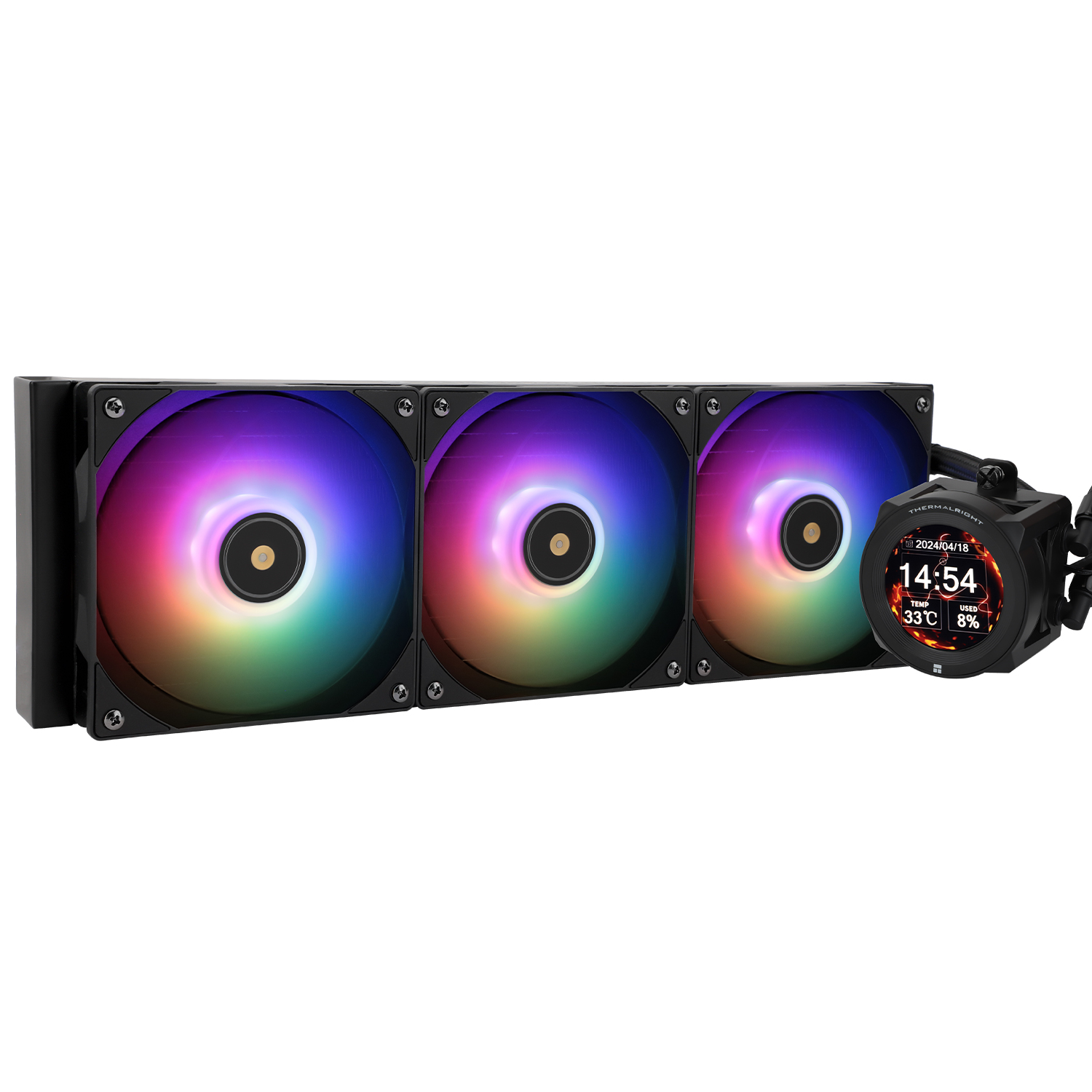 

Жидкостное охлаждение Thermalright Core Vision 360 BLACK ARGB для Socket 115x/1200/1700/1851/AM5/AM4, 3x120 мм, ARGB, черный (C-VISION-360-BL-ARGB), Core Vision 360 BLACK ARGB