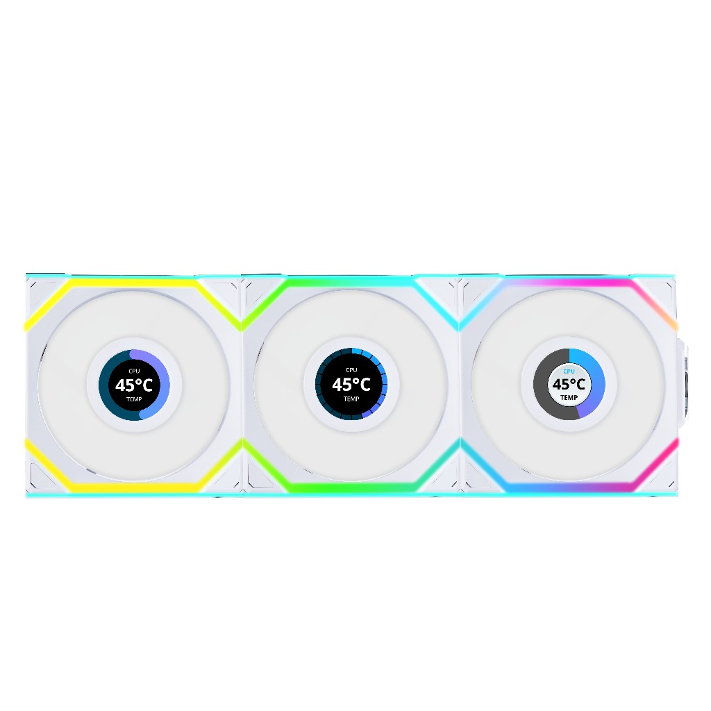 Комплект вентиляторов Lian Li UNI Fan SL WIRELESS LCD 120, 120x124 мм, 3шт (G99.12SLLCD1W3W.R0)