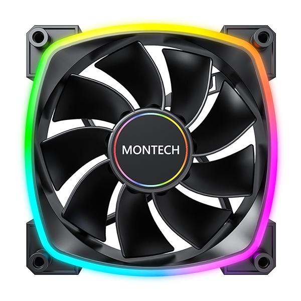 

Вентилятор MONTECH RX140 PWM Reverse Black, 140 мм, 1600rpm, 27.9 дБ, 4-pin PWM, 1шт, черный, ARGB подсветка (MT_RX140B), RX140 PWM Reverse Black
