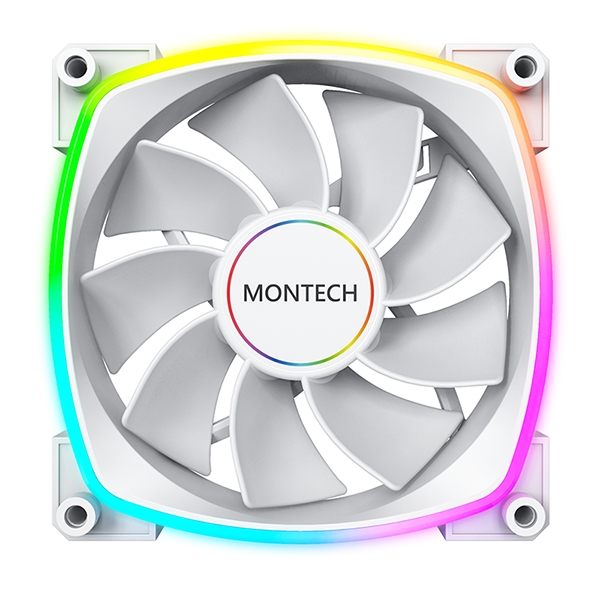 

Вентилятор MONTECH RX140 PWM Reverse White, 140 мм, 1600rpm, 27.9 дБ, 4-pin PWM, 1шт, белый, ARGB подсветка (MT_RX140W), RX140 PWM Reverse White