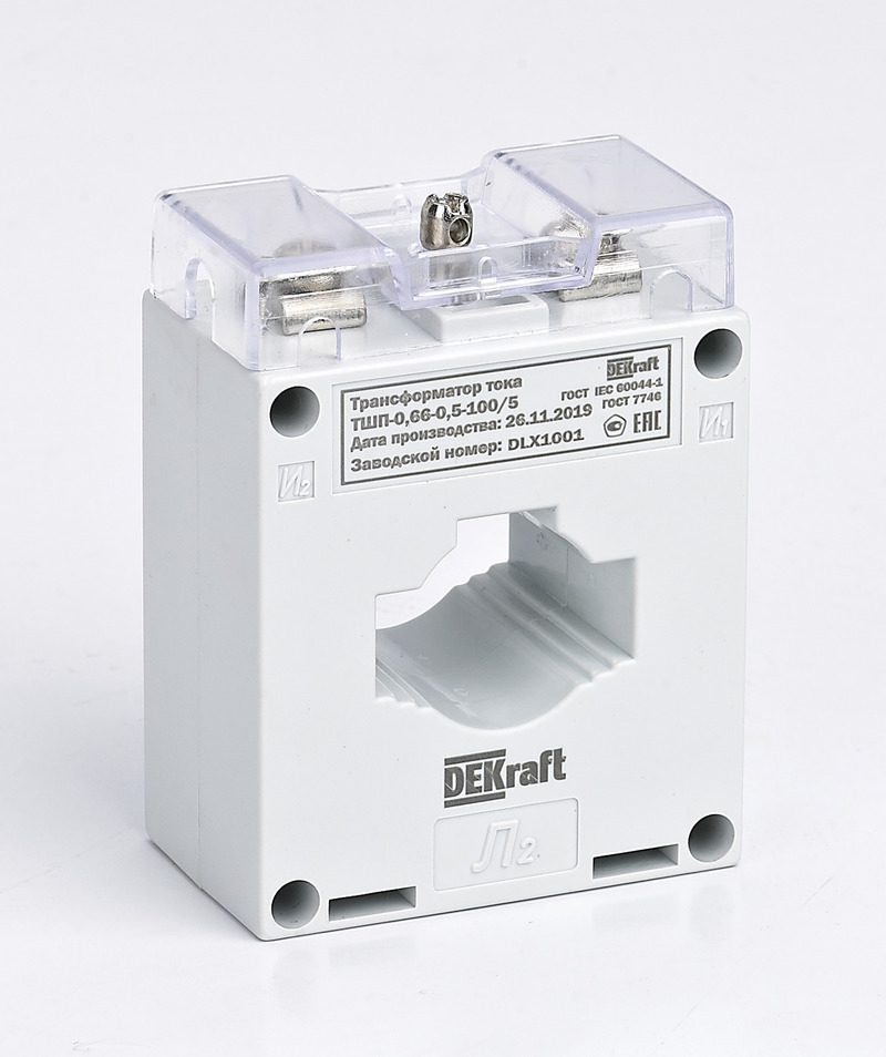 

Трансформатор тока DEKraft 50137DEK, ТШП-0.66 0.5 250/5 5В.А d30мм (50137DEK), 50137DEK