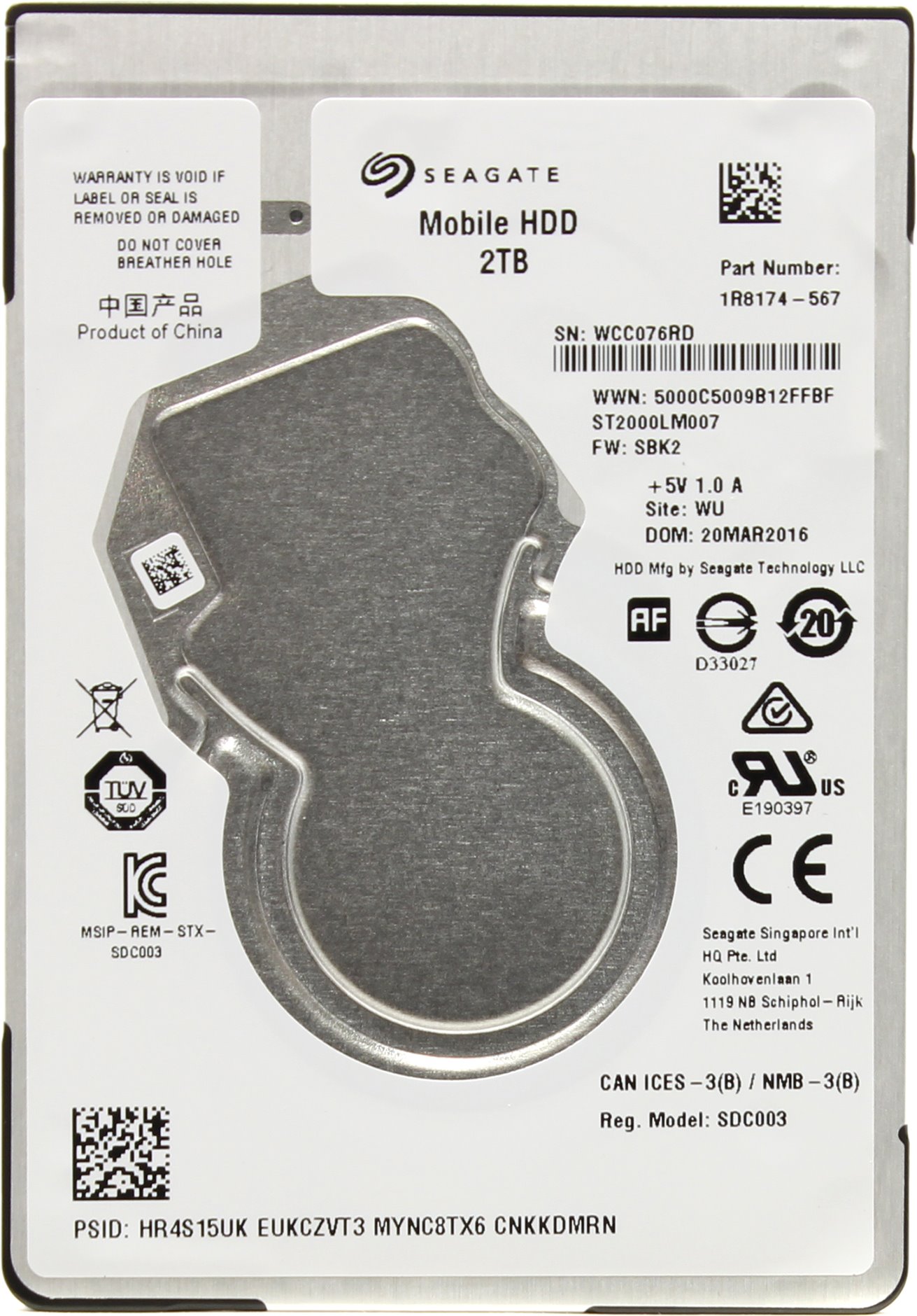 Жесткий диск (HDD) Seagate 2Tb Mobile (ST2000LM007)