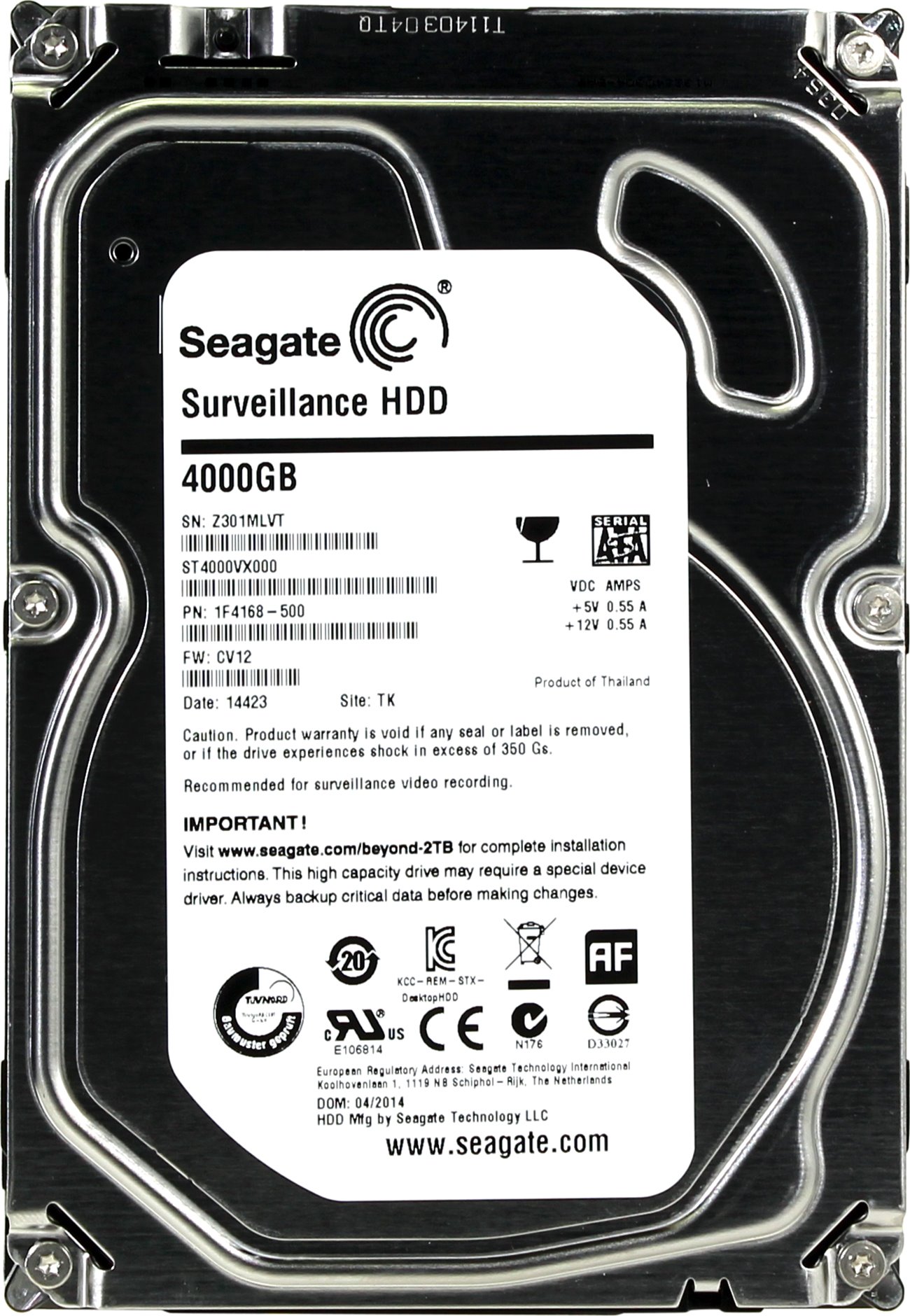 

Жесткий диск (HDD) Seagate 4Tb Surveillance, 3.5", 64Mb, SATA3 (ST4000VX000)
