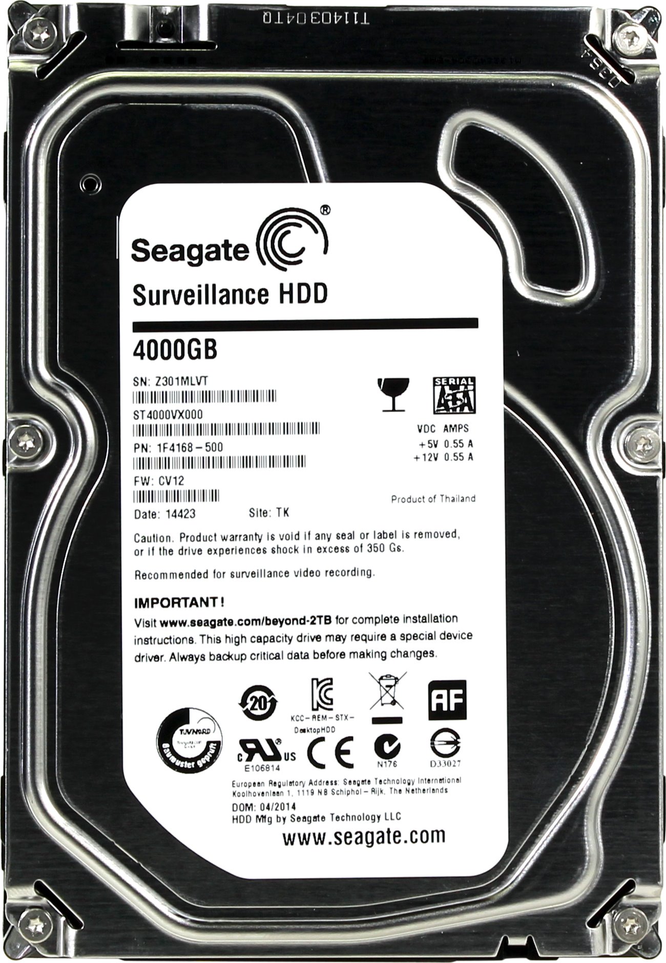 Жесткий диск (HDD) Seagate 4Tb Surveillance, 3.5