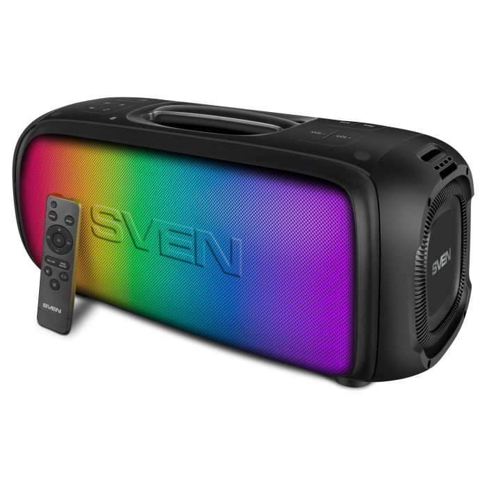 

Портативная акустика SVEN PS-860, 100 Вт, FM, AUX, USB, microSD, NFC, Bluetooth, подсветка, черный (SV-022518), PS-860