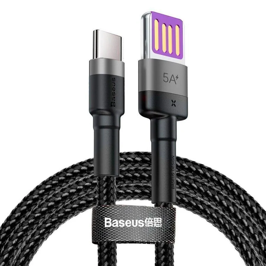

Кабель USB-USB Type-C, экранированный, быстрая зарядка, 3А, 40 Вт, 1 м, черный, Baseus CATKLF-PG1 (CATKLF-PG1), CATKLF-PG1