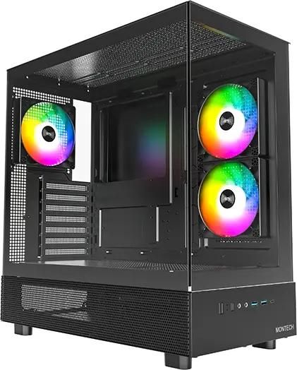 

Корпус MONTECH XR, ATX, Midi-Tower, 2xUSB 3.0, USB Type-C, RGB подсветка, черный, без БП (XR BL), XR
