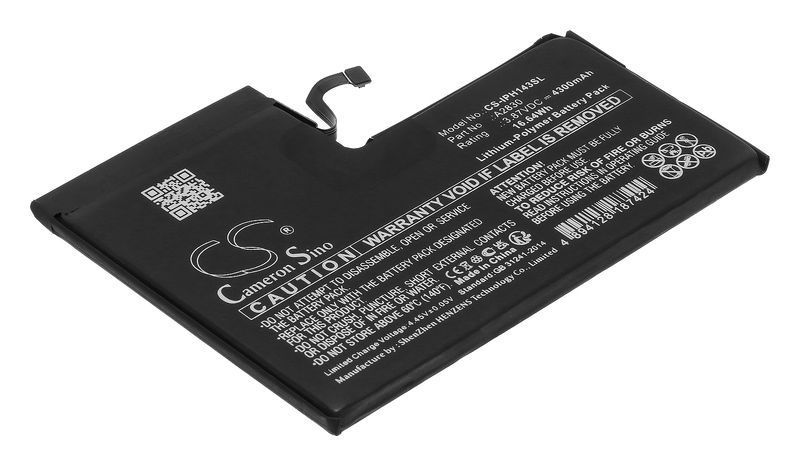 

Аккумулятор CameronSino CS-IPH143SL/A2830 для Apple iPhone 14 Pro Max, 3.87V, 4.3 А·ч (CS-IPH143SL), CS-IPH143SL