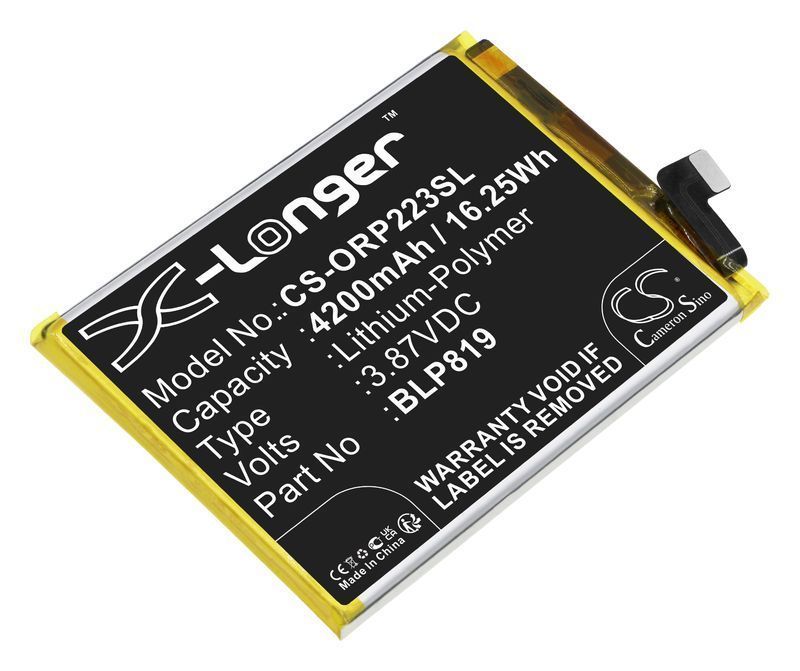 

Аккумулятор CameronSino CS-ORP223SL/BLP819 для OPPO Reno6, Reno5 4G, Reno5Z 5G, A95, F19 Pro+, 3.87V, 4.2 А·ч (CS-ORP223SL), CS-ORP223SL