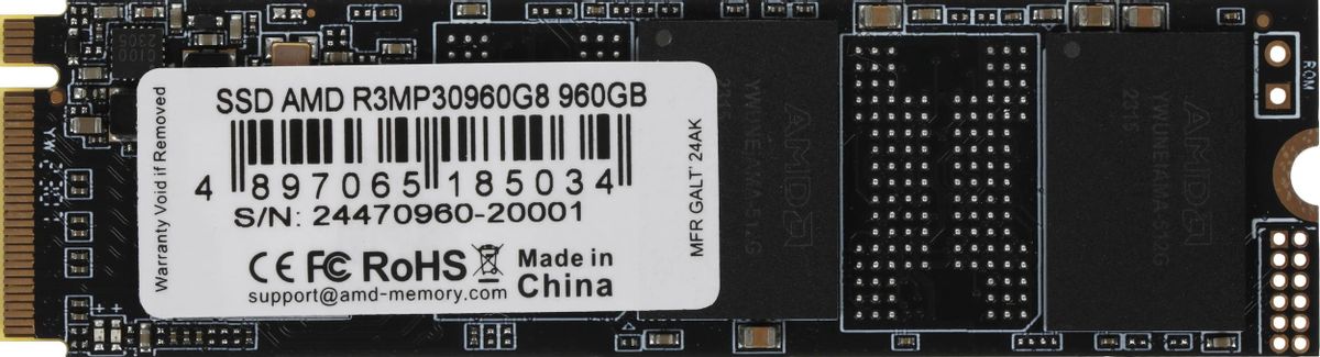 

Твердотельный накопитель (SSD) AMD 960Gb Radeon R3 R3MP30960G8, 2280, M.2, NVMe (R3MP30960G8) Retail, R3MP30960G8