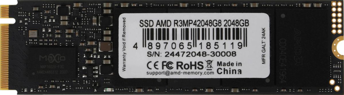

Твердотельный накопитель (SSD) AMD 2Tb Radeon R3 R3MP42048G8, 2280, M.2, NVMe (R3MP42048G8) Retail, R3MP42048G8