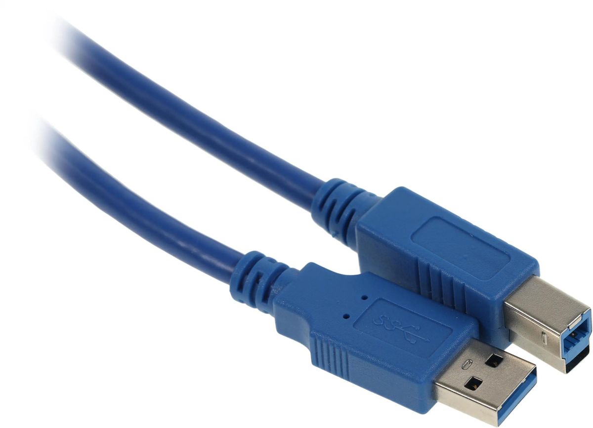 Кабель USB(Am)-USB(Bm), 1.5 м, синий, Behpex