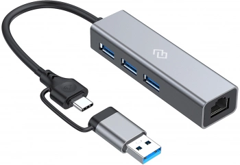 USB-концентратор Digma DHUB-LAN-4PORT, 2xUSB 2.0, 1xUSB 3.0