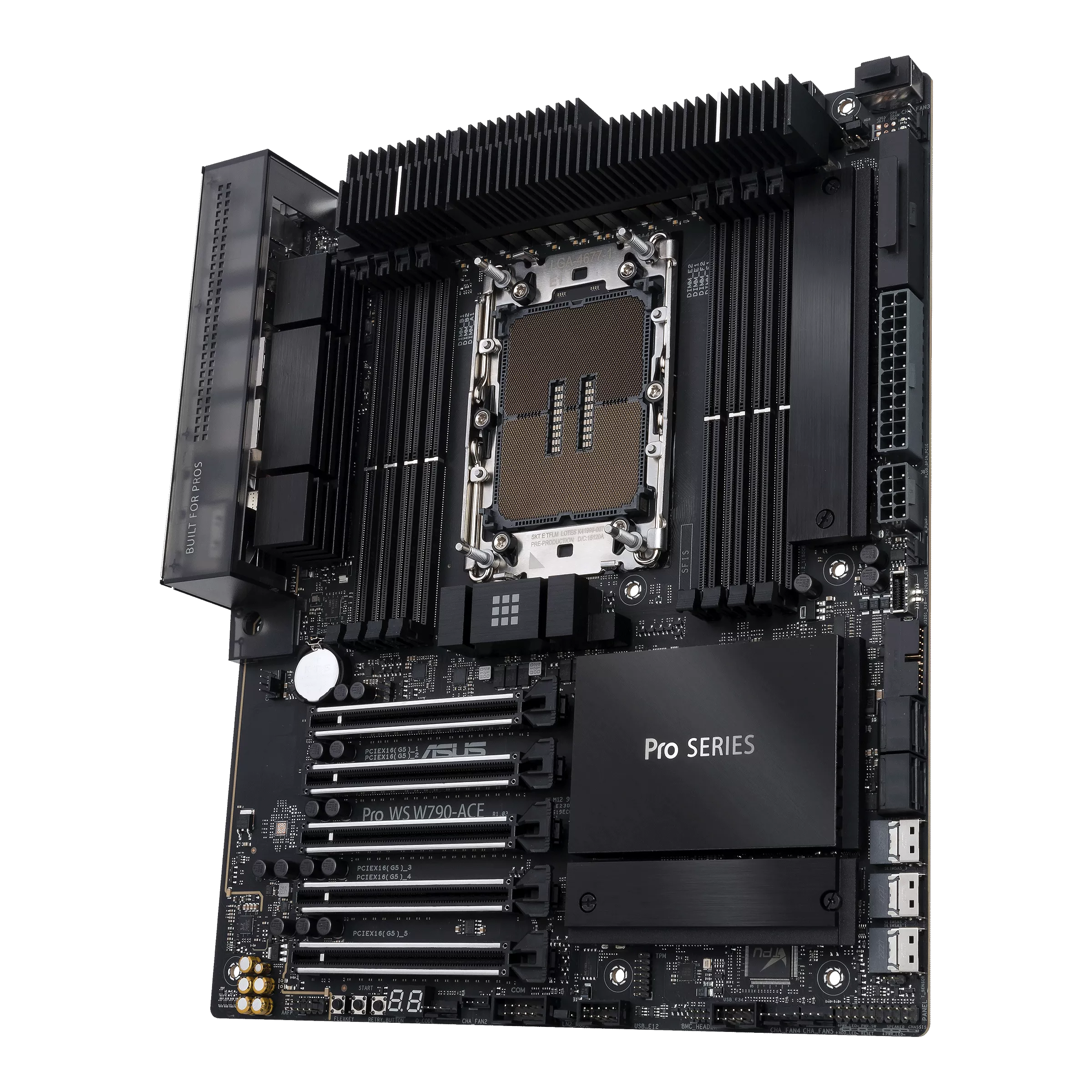

Материнская плата ASUS PRO WS W790-ACE, 1xSocket LGA4677, Intel W790, 8xDDR5, 5PCI-Ex16, 2xM.2-PCI-E, 4SATA3 RAID 0/1/5/10, 7.1-ch, 1x2500 Мбит/с 1x10 Гбит/с, 12xUSB 2.0, CEB, Bulk (90MB1C70-M0EAY0||oem), PRO WS W790-ACE