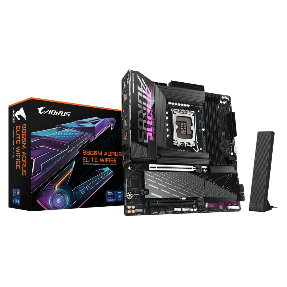 Материнская плата GIGABYTE B860M AORUS ELITE WIFI6E, LGA1851, Intel B860, mATX