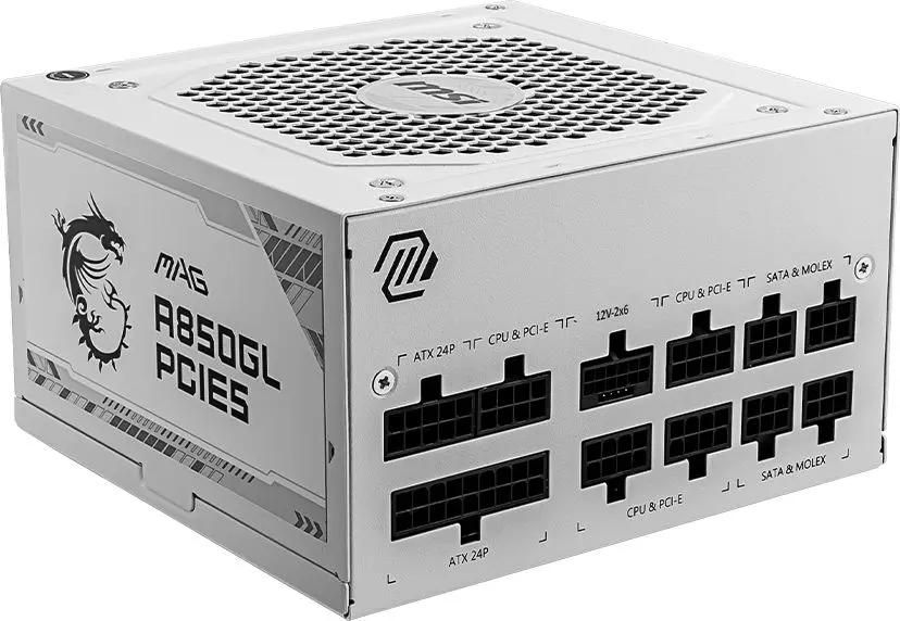 

Блок питания 850 Вт ATX MSI MAG A850GL WH PCIE5, 120 мм, 80 Plus Gold, Retail (306-7ZP8A24-CE0), MAG A850GL WH PCIE5