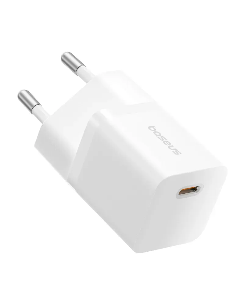 

Сетевое зарядное устройство BASEUS GaN5 Mini 1C 25 Вт, EU, USB type-C, Quick Charge, PD, белый (P10110909213-00), GaN5 Mini 1C