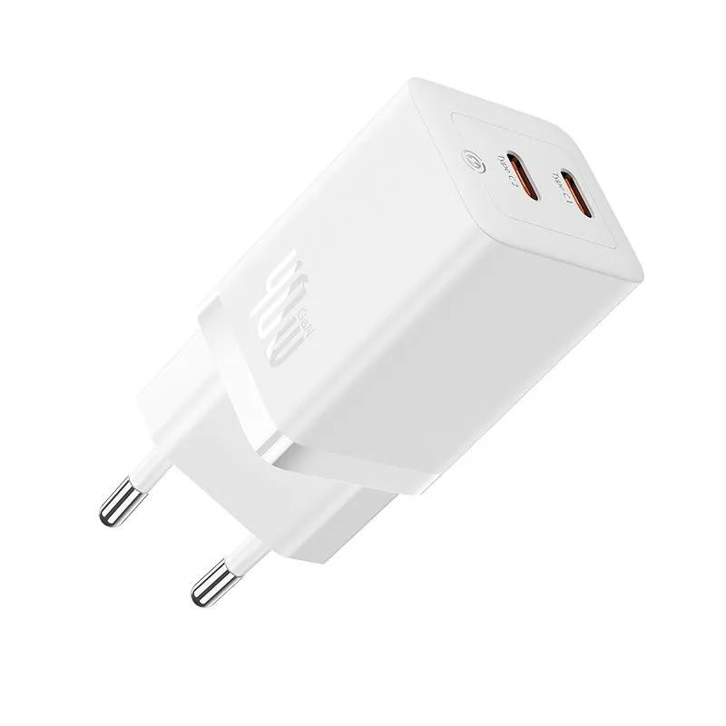 

Сетевое зарядное устройство BASEUS Gan5 Pro 40 Вт, EU, 2xUSB type-C, Quick Charge, PD, белый (P10110804217-Z1), Gan5 Pro