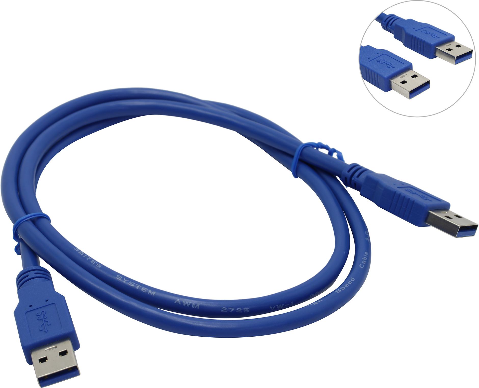 

Кабель USB(Am)-USB(Am), 1 м, синий, 5bites (UC3009-010)