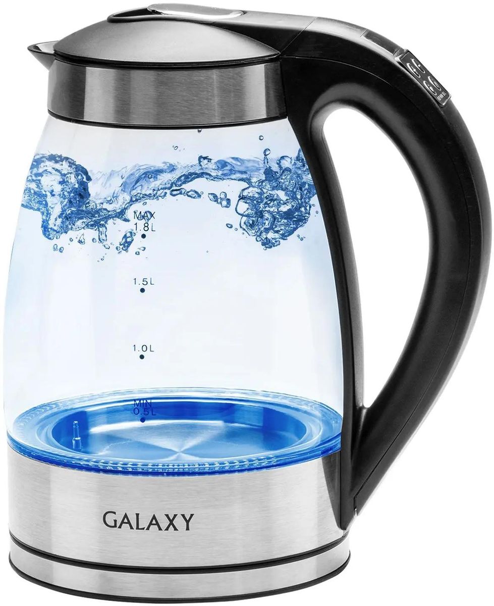 

Чайник электрический GALAXY GL 0556 1.8л. 2.2 кВт, стекло/металл/пластик, серебристый ( GL 0556), GL 0556