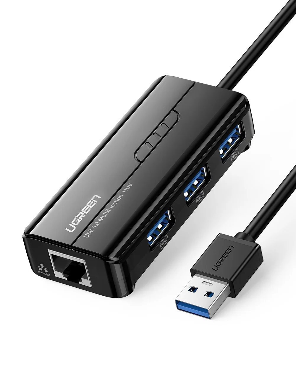 

Концентратор UGREEN, 3xUSB 3.0, черный + 1xRJ-45 Ethernet (20265)