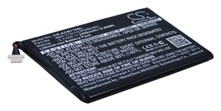 

Аккумулятор CameronSino CS-ACB710SL, 3.7V, 2.4 А·ч, Li-Ion для Acer Iconia Tab B1-710 (CS-ACB710SL), CS-ACB710SL