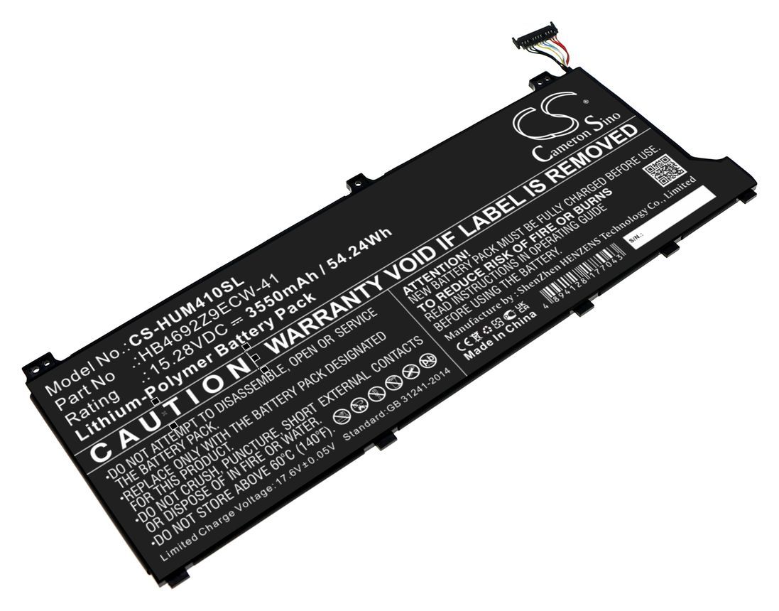 

Аккумуляторная батарея CameronSino CS-HUM410SL для Honor, 15.3V, 3.55 А·ч, 54.2Wh, черный (CS-HUM410SL), CS-HUM410SL