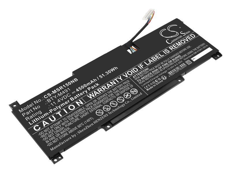 

Аккумуляторная батарея CameronSino CS-MSR150NB для MSI, 11.4V, 4.5 А·ч, 51.3Wh, черный (CS-MSR150NB), CS-MSR150NB