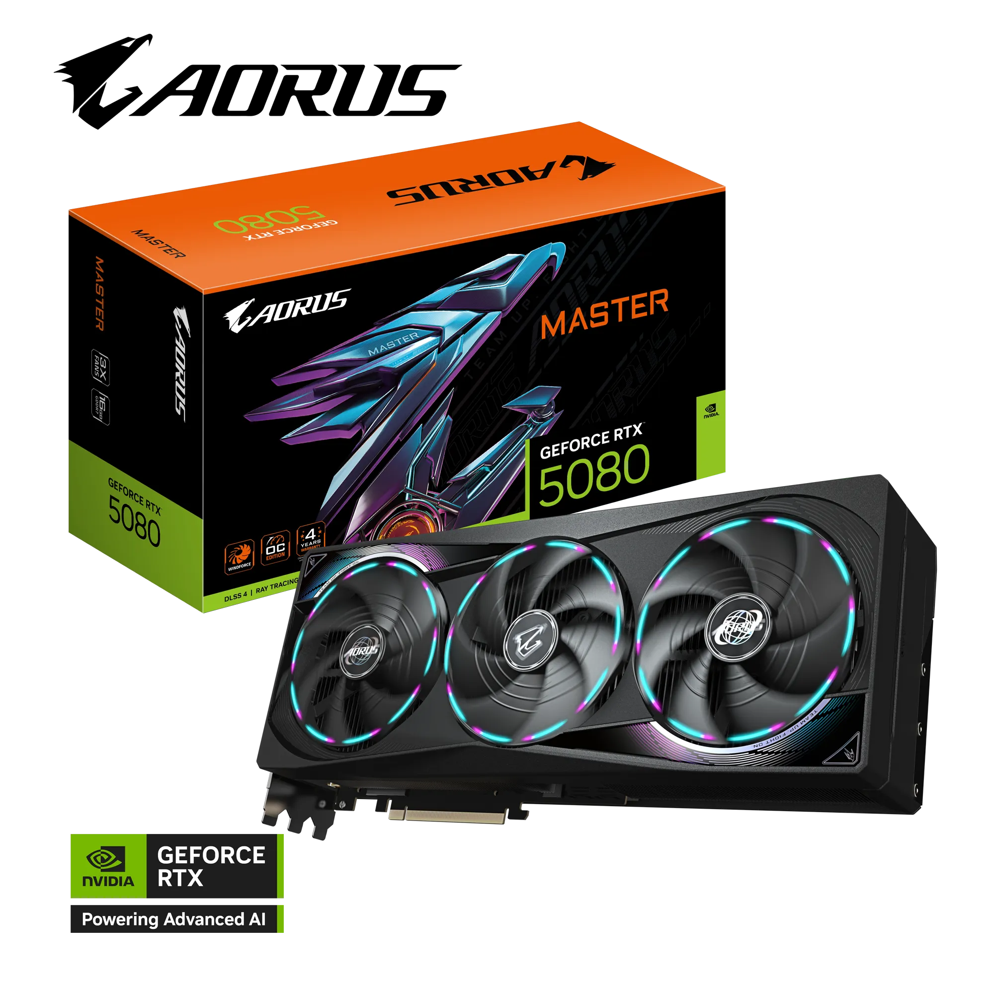 Видеокарта GIGABYTE NVIDIA GeForce RTX 5080 AORUS MASTER 16G, 16Gb