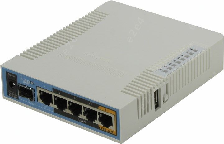 Wi-Fi роутер Mikrotik RouterBOARD hAP AC 802.11ac 2.4/5GHz, 4UTP 10/100/1000Mbps, WAN, SFP, 2.5dBi, USB (RB962UiGS-5HacT2HnT) б/у, после ремонта, следы эксплуатации, комплект: блок питания