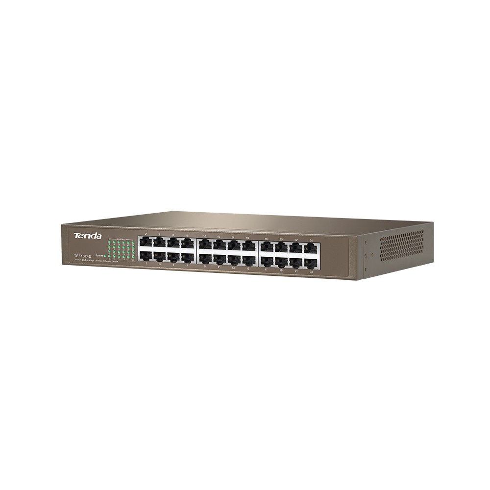 

Коммутатор Tenda TEF1024D, кол-во портов: 24x100 Мбит/с, установка в стойку (TEF1024D), TEF1024D