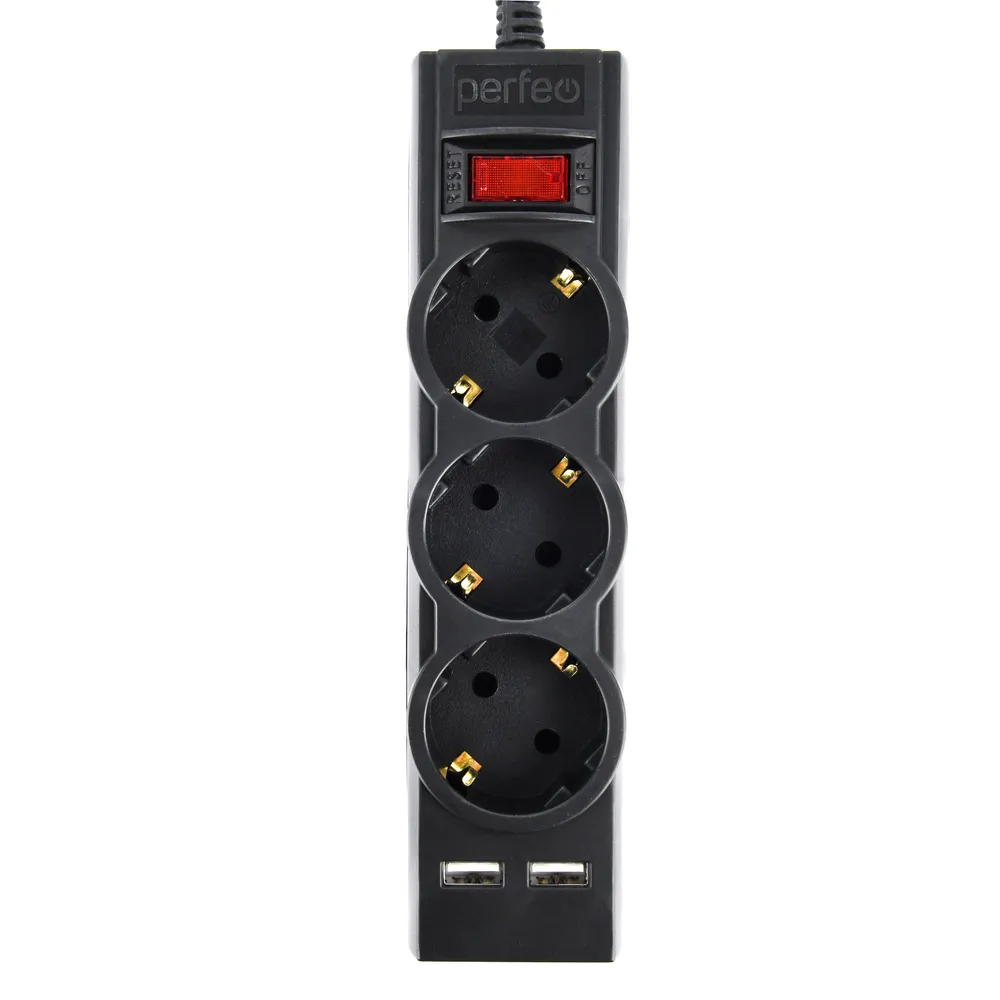 Сетевой фильтр Perfeo POWER-S, 3-розетки, 3 м, черный (PF_E1641)